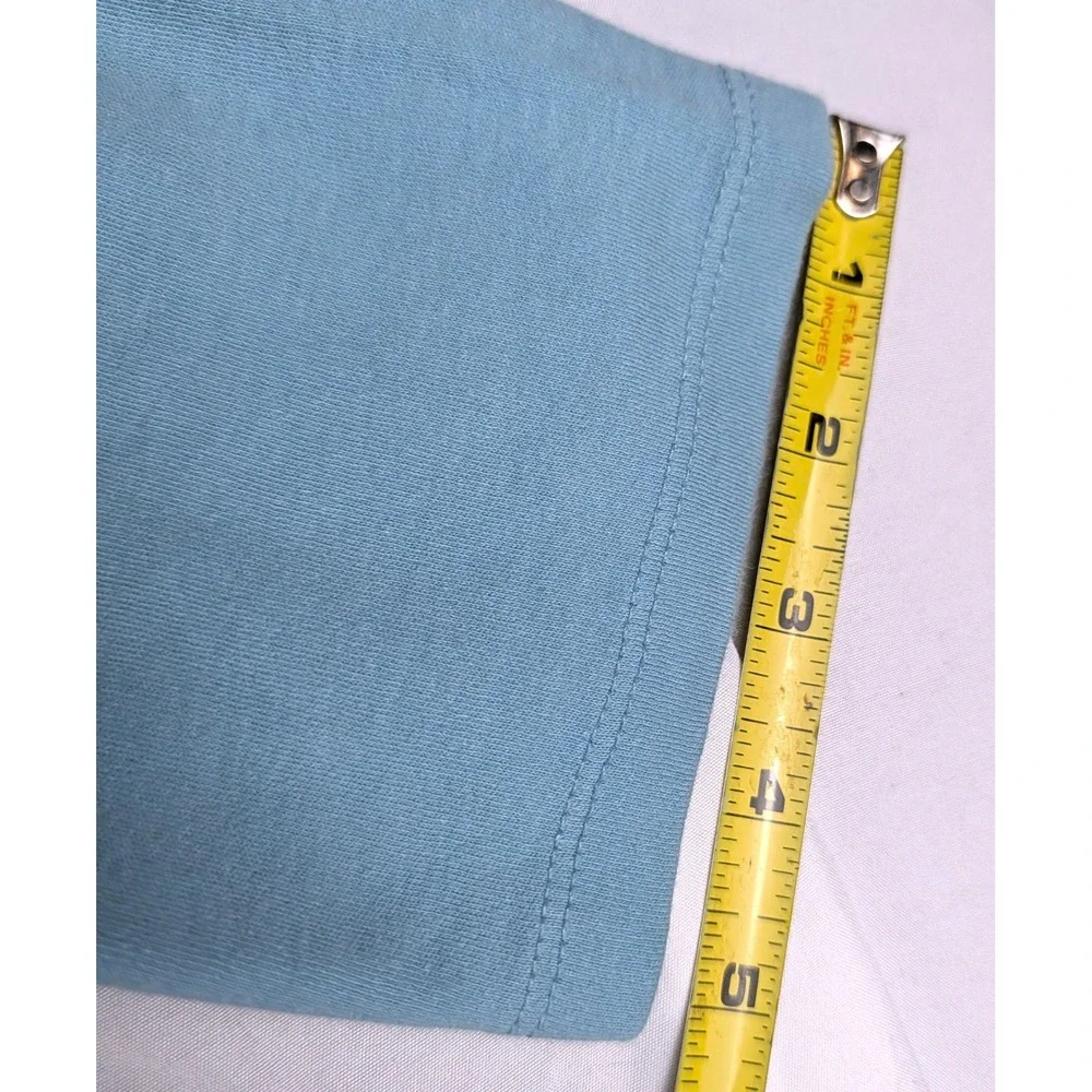 Coldwater Creek Womens L Light Blue Cotton Boat Neck 3/4 Sleeve Top Arm Pocket